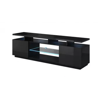 TV-kapp cama meble EVA 180x40x56 cm, must läikiv, MDF pealispind, must raam