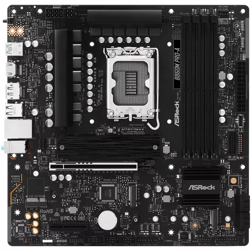 Emaplaat ASRock B860M Pro-A micro ATX — Intel B860, LGA 1851, DDR5, 4 DIMM, kuni 256 GB, 2.5Gb Ethernet