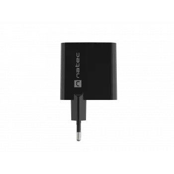 Juhtmega mobiilseadme laadija NATEC NUC-2145, 65W, USB-C PD 3.0 + QC 3.0, 1x USB-C, 1x USB-A, 110–240 V, must