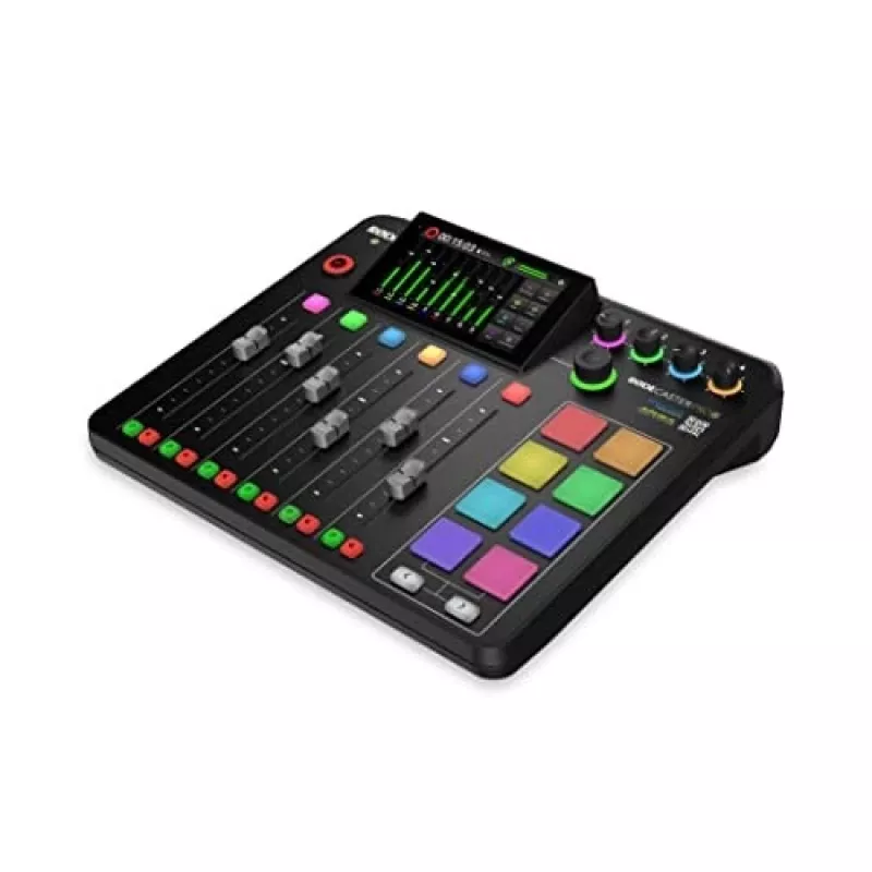 Stuudiokontroller RØDE Caster Pro II Must — 4 XLR/TRS combo, 4 kõrvaklappide väljundit, 8 padi, puuteekraan, Wi‑Fi, Bluetooth, USB‑C