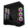 Lian Li Vector V100 Midi Tower — Must läbipaistva paneeliga, toetab 3×120 mm külje- + 1×120 mm tagumist ventilaatorit, 3,5-tolline HDD, 2,5-tolline SSD, 235,5×446×484,6 mm