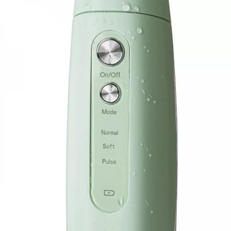 Juhtmeta suuveeirrigaator Haxe RUBIS HX 716 — veesurve 30–90 psi, 3 võimsustaset, 0,165 L paak, 4 otsikut, roheline