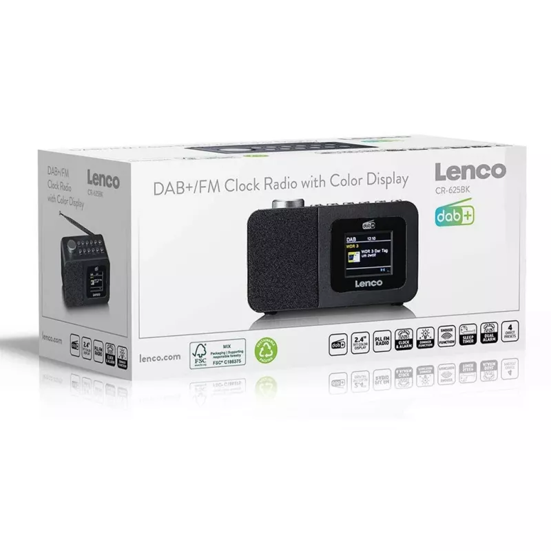 Lauaraadio Lenco CR-625BK — FM/AM-vastuvõtja Bluetoothiga, must