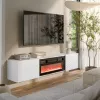 TV kapp Cama Meble LARA 183x35x37 cm, valge matt pealispind, valge raam, must kamin