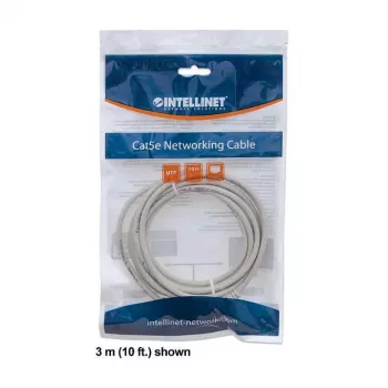 Intellinet Network patch-kaabel, Cat6, 2m, Hall, CCA, U/UTP, PVC, RJ45, Kullatud kontaktid, Haakumisvastane, Kaitsetorbikuga, Eluaegne garantii