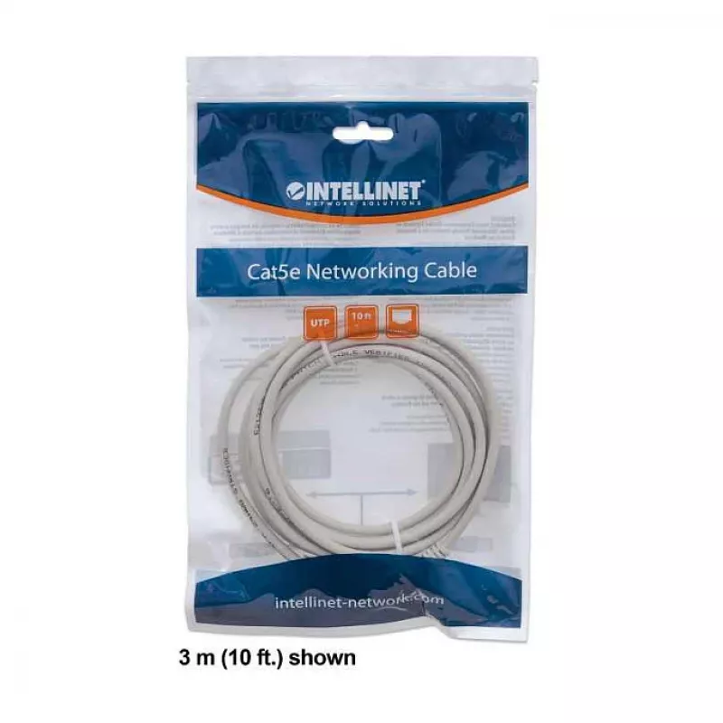 Intellinet Network patch-kaabel, Cat6, 2m, Hall, CCA, U/UTP, PVC, RJ45, Kullatud kontaktid, Haakumisvastane, Kaitsetorbikuga, Eluaegne garantii