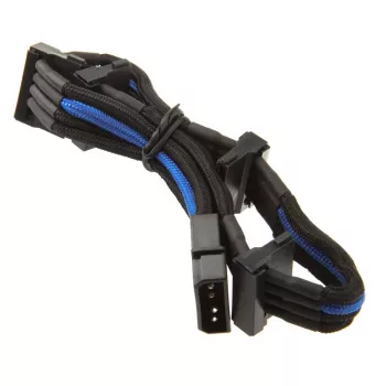 SilverStone 4-Pol-Molex kuni 4x SATA kaabel, 300 mm - must/sinine