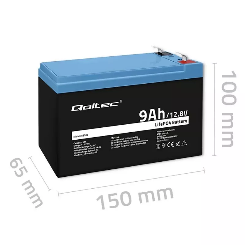 aku LiFePO4 Lithium Iron Phosphate 12.8V 9Ah 115.2Wh