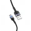 Andmekaabel Tellur USB kuni USB-C LED nailonpunutud 1,2 m Must