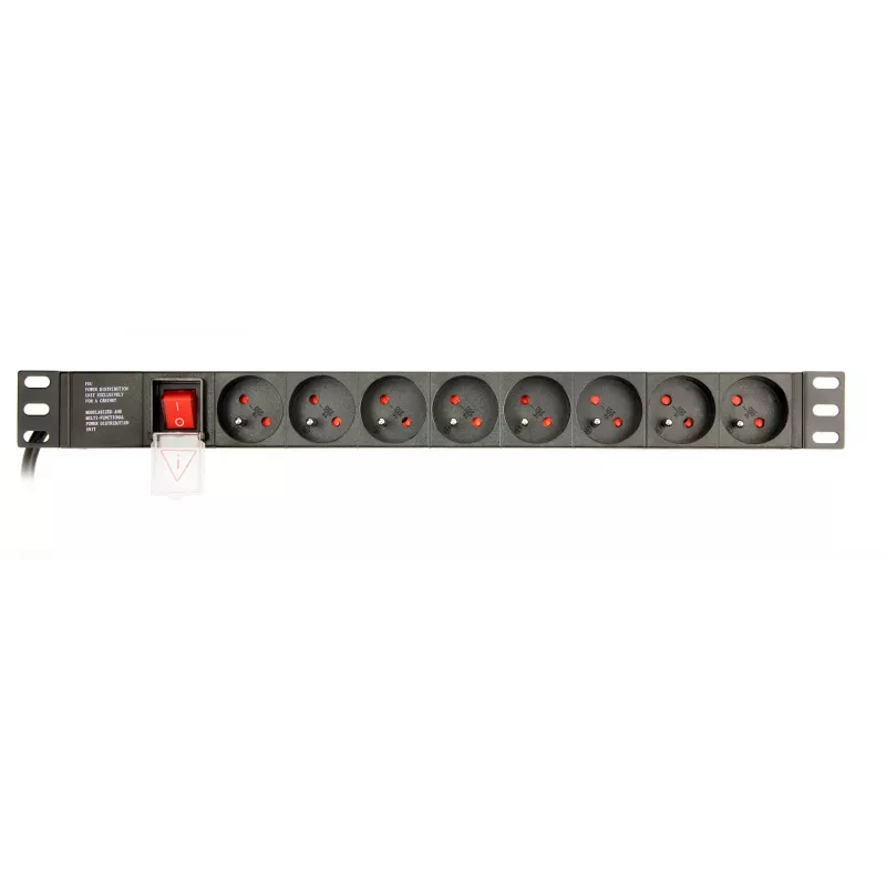Toitejaotusplokk Gembird EG-PDU-014-FC14, 8 vahelduvvoolupesa, C14 sisend, 3 m kaabel, 1U alumiiniumkorpus, 10 A, 3680 W