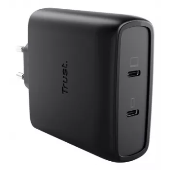 TRUST Maxo 100W 2-Port USB-C GaN Charger — 100 W, 2× USB-C, 20 V max, 2 m kaabel, must