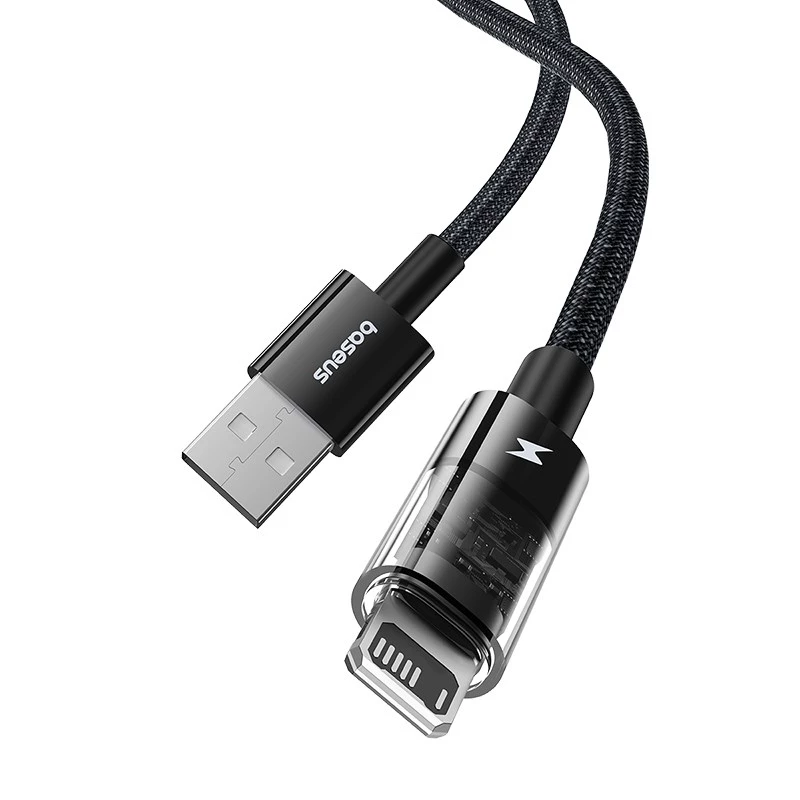 Baseus Gem USB to IP 2.4A kiirlaadimiskaabel 2 m Must