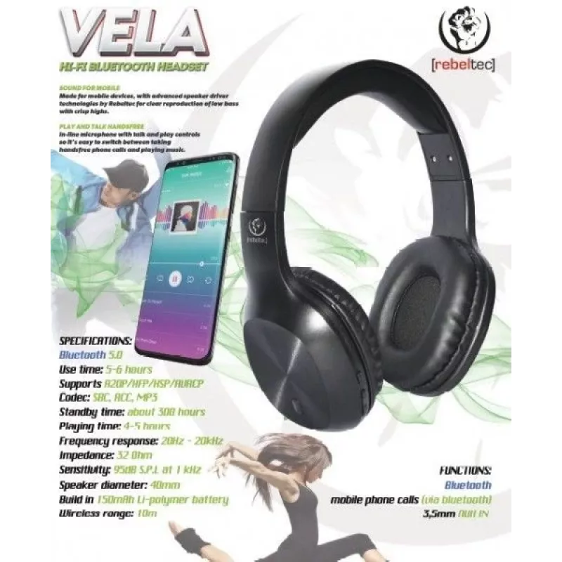 Bluetooth-kõrvaklapid Rebeltec VELA