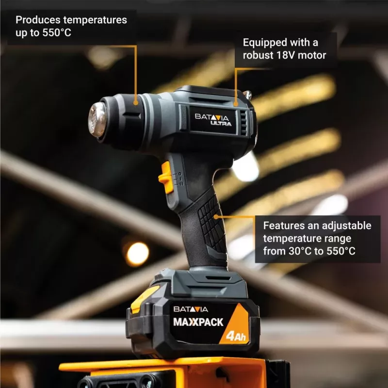 Cordless Heat Gun Batavia B.V. 18V with Digital LCD Display (aku and charger not included)