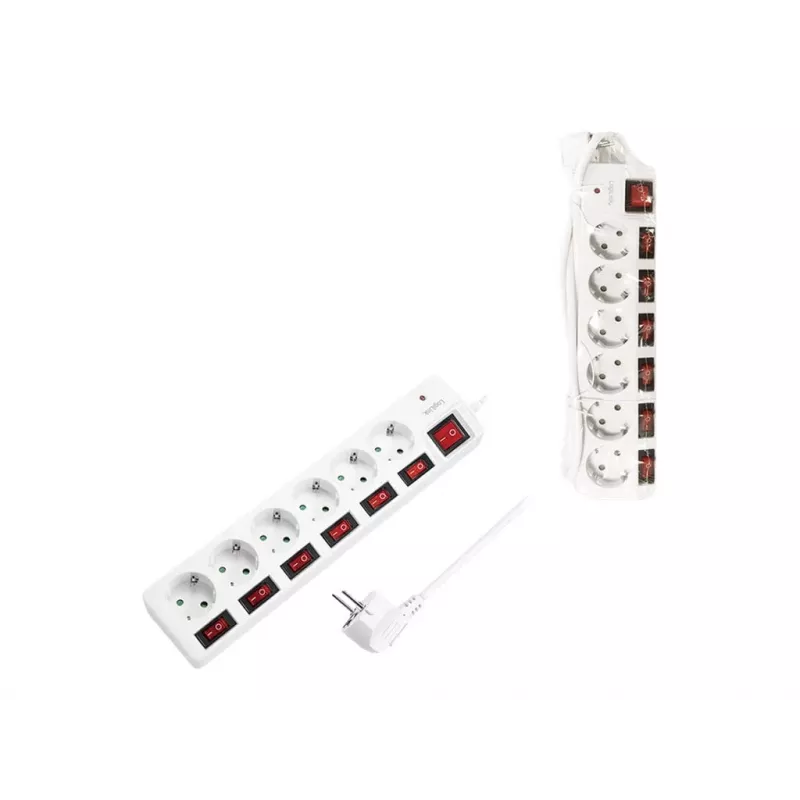 Pikendusjuhe LogiLink LPS250 1,5 m 6 vahelduvvoolu pistikupesa siseruumidesse valge