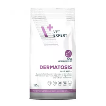 Kuiv koeratoit VETEXPERT Dermatosis Lamb & Krill 12 kg — veterinaardieet nahahaigustele, valk 24%, rasv 17%