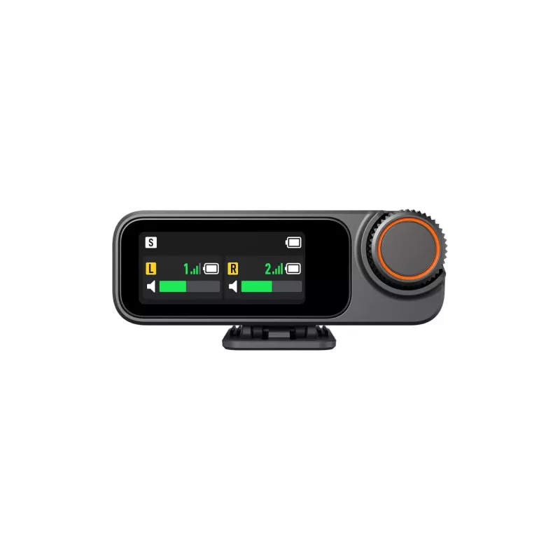 Mikrofoni vastuvõtja DJI Mic 3 kaamera kinnitus must — akutoitel, kaasas 3,5 mm heli- ja USB-kaablid