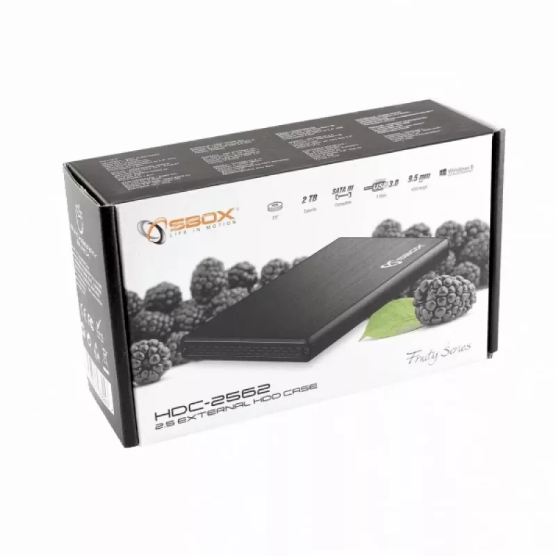 Sbox HDC-2562B 2.5 inch väline kõvaketta korpus mustikas must
