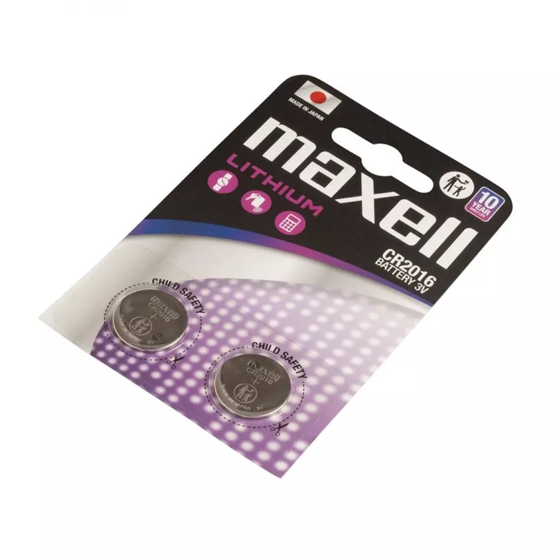 Nööpelement MAXELL CR2016 3V, LiMnO2 ühekordne, 90 mAh — 2 tk blisterpakendis