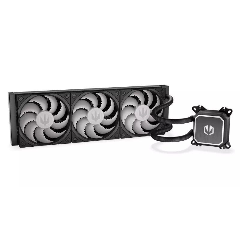 Vedelikjahutuskomplekt ENDORFY Navis F360 ARGB Must — 360 mm radiaator, 3x 120×25 mm ventilaatorit, 250–1800 p/min, pump 1600–2600 p/min, LGA 1700/AM5/AM4 tugi