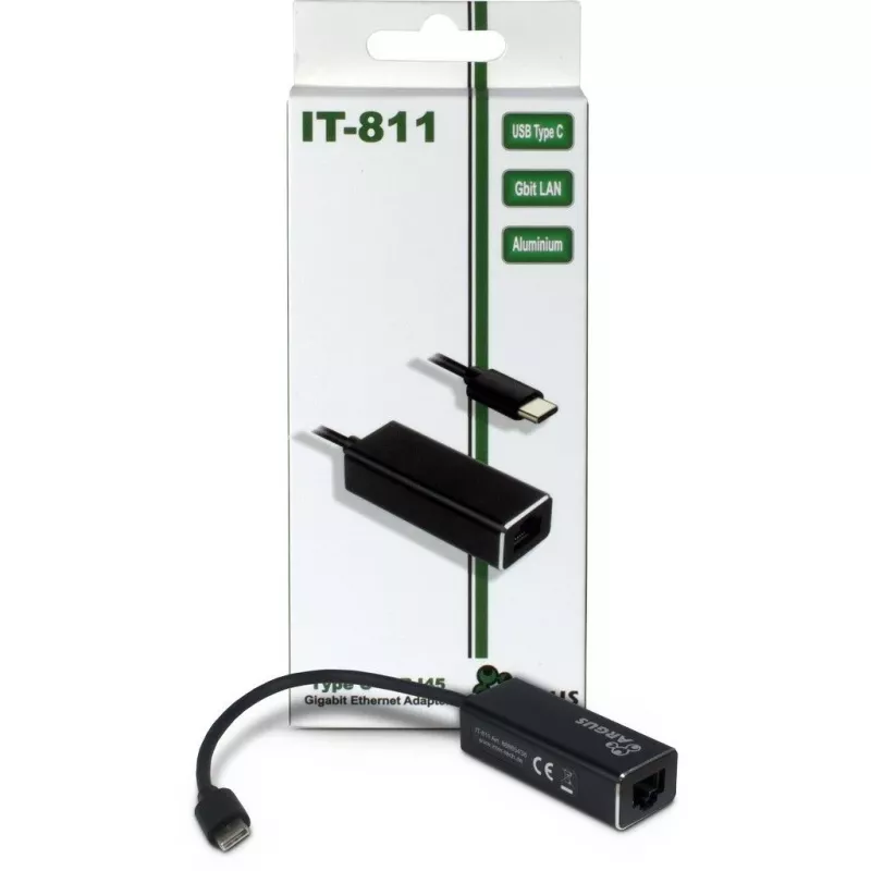 Inter-Tech Argus IT-811 - võrguadapter - USB-C - Gigabit Ethernet - must (88885438)
