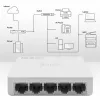 Võrgukommutaator QOLTEC 52247 5 x RJ45 porti 1000Mbps Gigabit haldamata