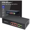 Ethernet PoE-lüliti QOLTEC 52296 — 4x RJ45 PoE-porti, 1x RJ45 üleslink