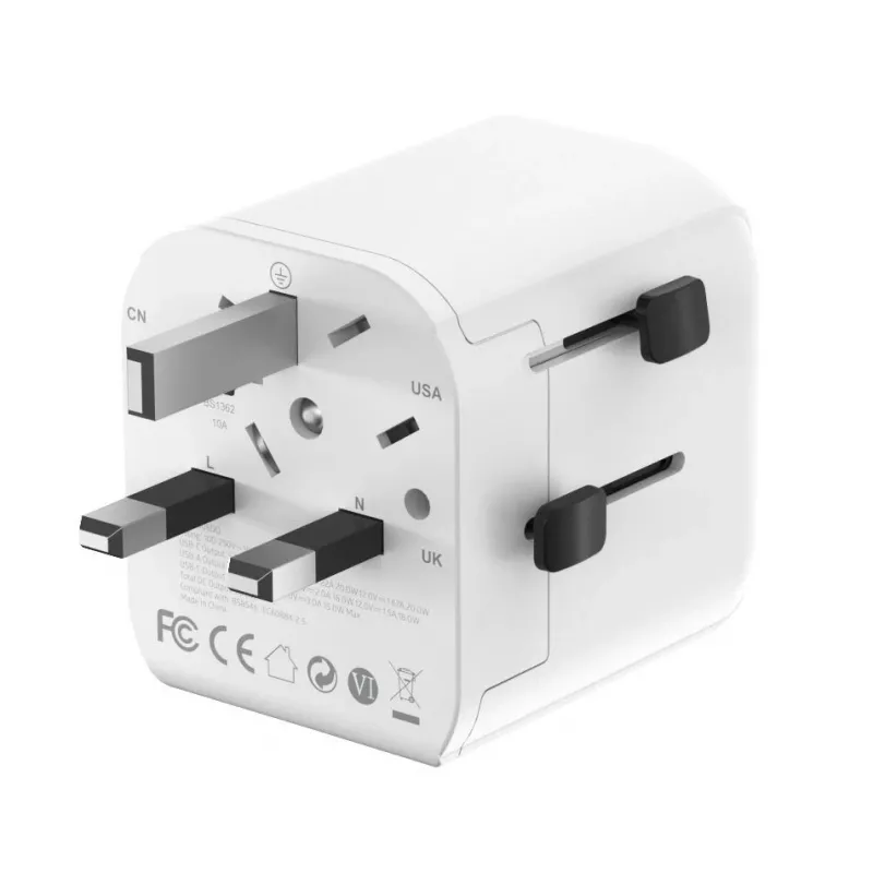 Reisiadapter GEMBIRD TPA-EU1A1C20-01-W 20W, USB-A 18W + USB-C 20W, Schuko pistikupesa, sisend 100–250V