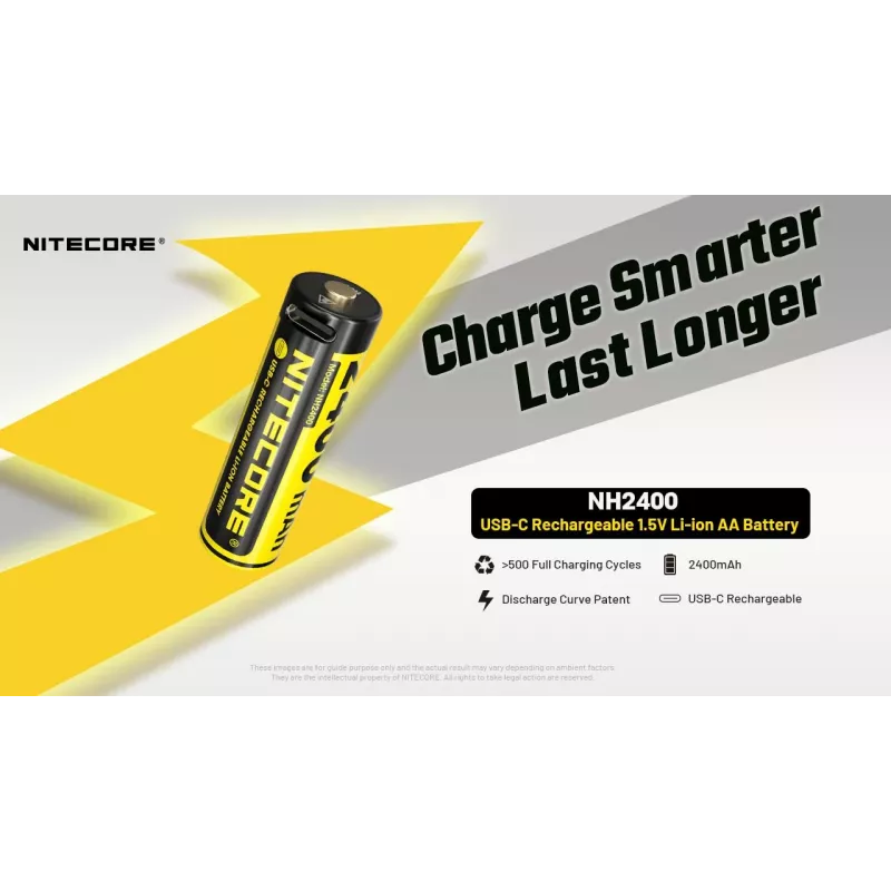 Taaslaetav Li-Ion AA 1,5 V akupakett Nitecore NH2400 2400 mAh — 4 tk pakend