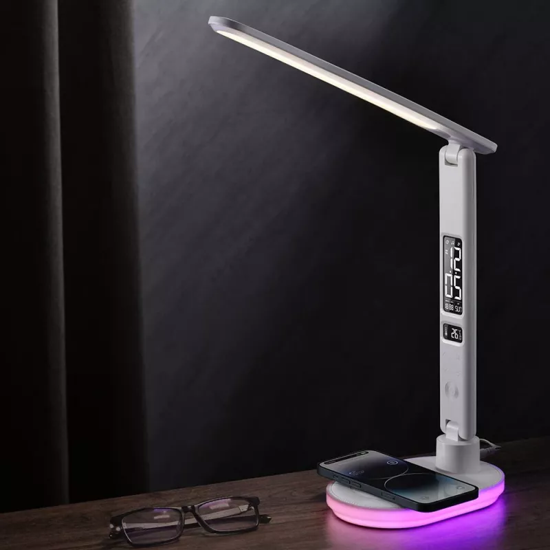 Lauaamp Hawk HW-LAMP03 Valge RGB — reguleeritav LED-lauaamp RGB-valgustusega