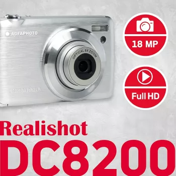 Agfa Photo DC8200 hõbedane + ümbris + SD-kaart 16 GB