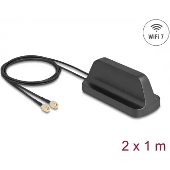 Väline Wi‑Fi 7 antenn DELOCK 81454 kahe RP‑SMA pistikuga, ringsuunaline, 2,4–4,0 dBi