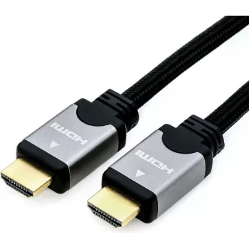 Roline High Speed - HDMI mit Ethernetkabel - HDMI (M) bis HDMI (M) - 5 m - Doppelisolierung - Schwarz/Silber