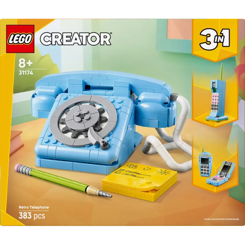LEGO Creator 3-in-1 31174 Retro Telephone, ehituskomplekt, 383 osa, 8+ aastat, 70×110×150 mm