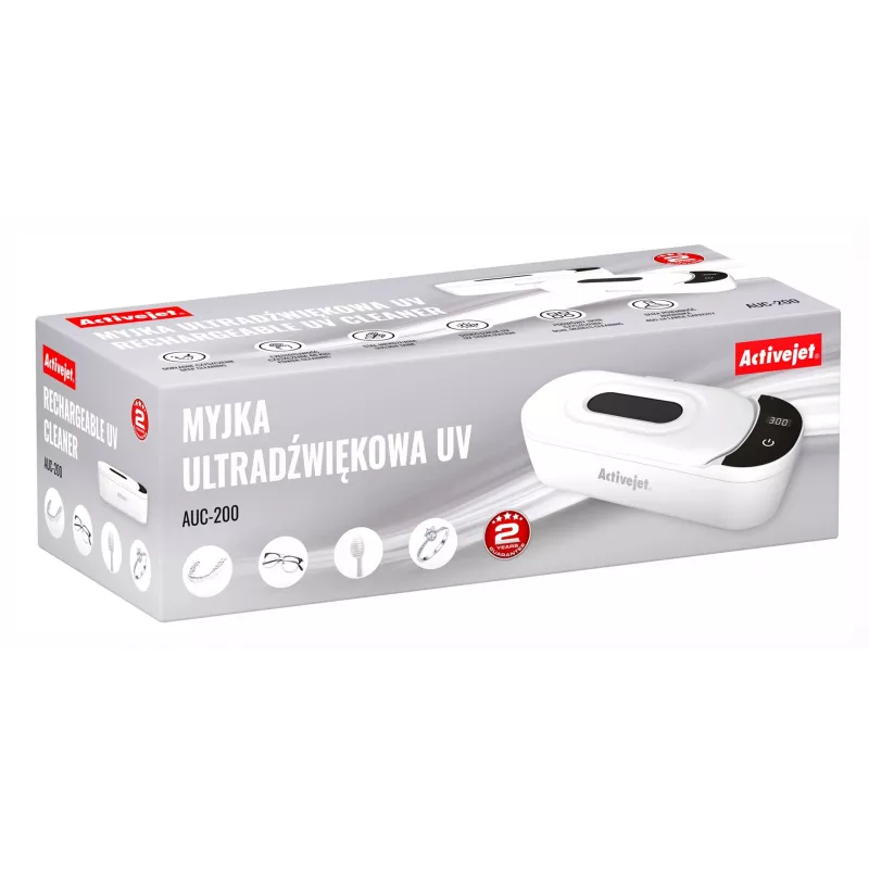 Ultrahelipuhasti ActiveJet AUC-200 valge UV, 100–240 V, 231×96×67 mm, 450 g