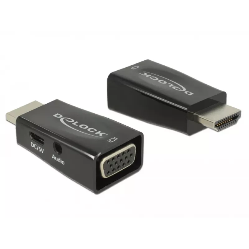 Adapter DeLOCK 65901 HDMI A - VGA ja 3,5 mm heli, must