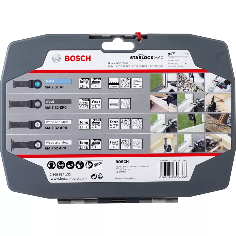 Bosch Starlock Best of Heavy Duty komplektid, 4-osaline, Teralade komplekt, Metall, Puit, Must, Karp