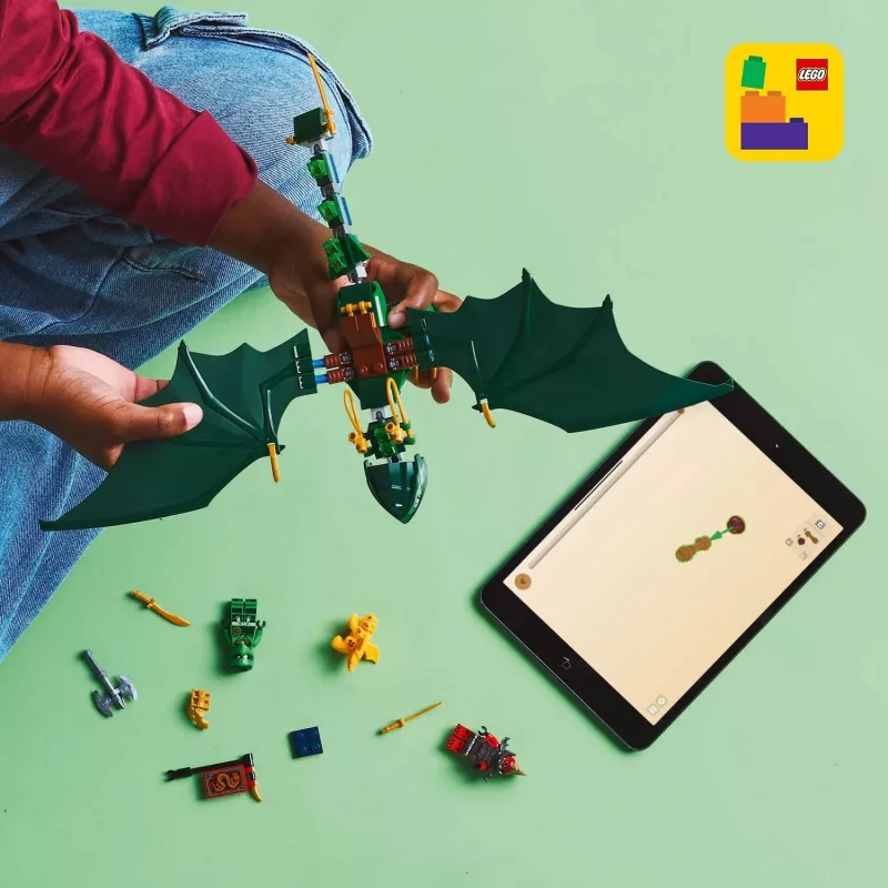 Ehitusmänguasjade komplekt LEGO NINJAGO 71829 Lloyd's roheline Forest Dragon, 128 tükki, 2 minifiguuri, vanusele 6+