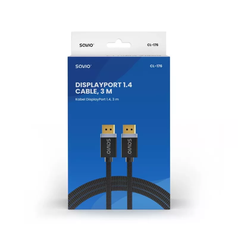 SAVIO DISPLAYPORT (M) - DISPLAYPORT (M) KAABEL, V1.4, 3 m, CL-176