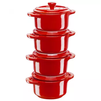 Staub Mini Cocotte Round, 4 tk - 200 ml, punane