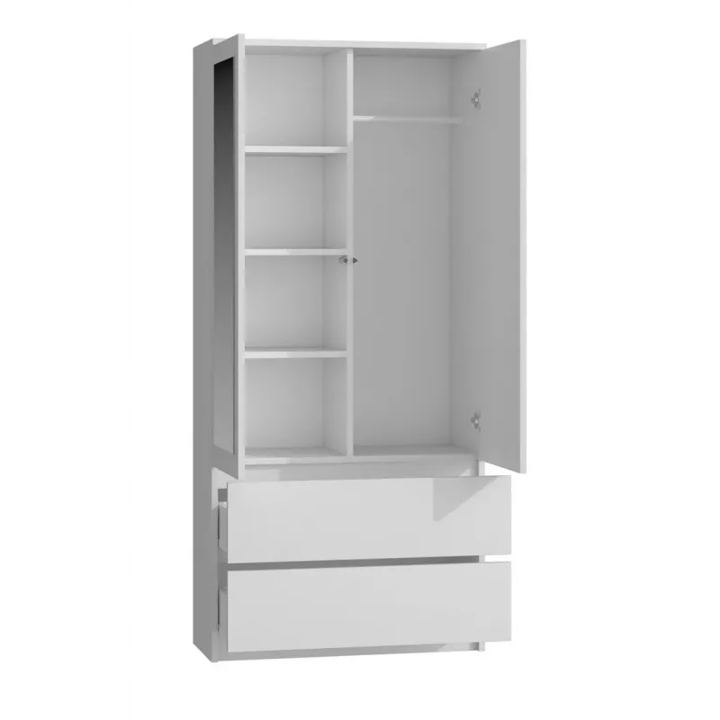 Topeshop SS-90 BIEL LUSTRO bedroom wardrobe/closet 5 shelves 2 uks(s) valge