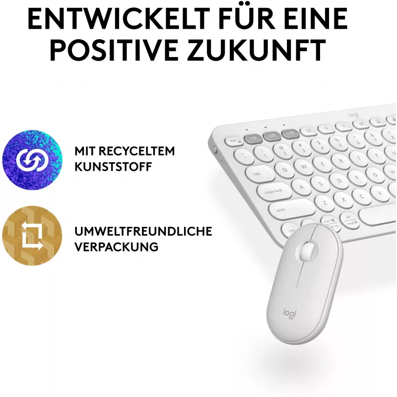 Logitech Pebble 2 komplekt, valge, juhtmevaba, saksa keel, 920-012204