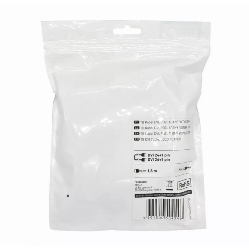 TB MM DVI 24+1 kaabel 1,8 m, must, kuldne (AKTBXVD24DVI18B)