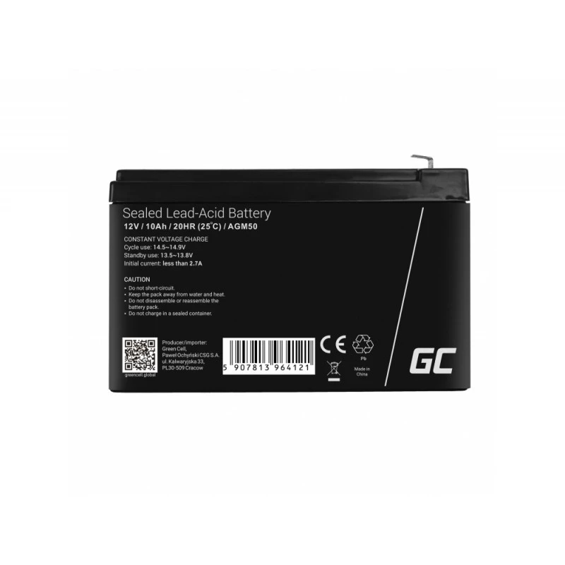 UPS aku roheline Cell AGM50 12 V 10 Ah VRLA AGM, 65×151×95 mm, 2.45 kg, must