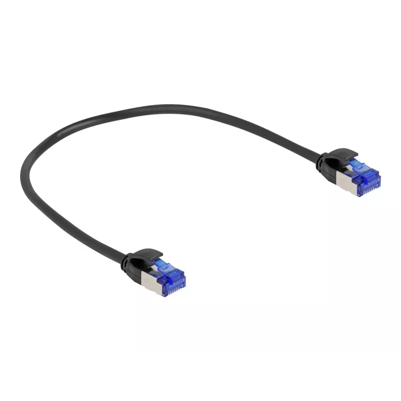 Võrgukaabel DeLOCK RJ45 Cat.6A S/FTP Õhuke 0,25 m Must