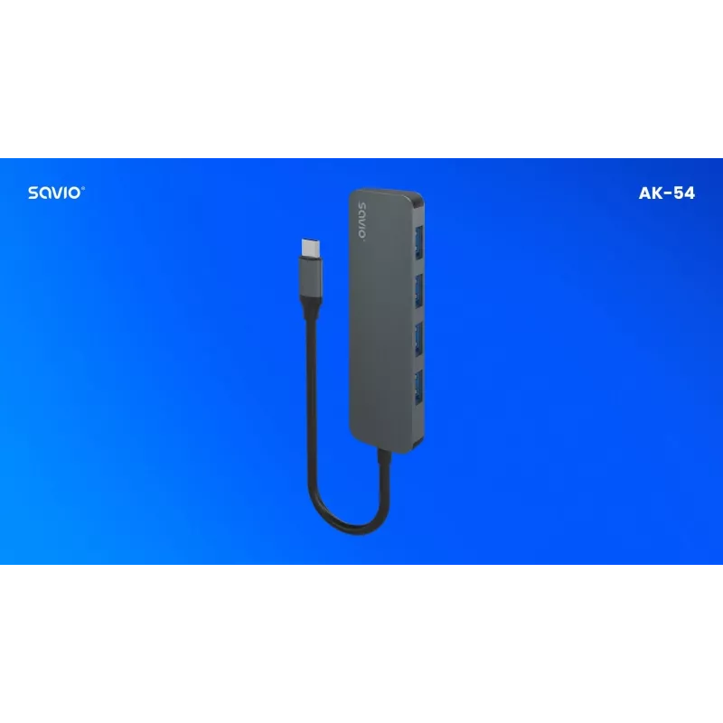 USB-jaotur SAVIO AK-54 — 4 x USB-A (USB 3.2 Gen 1), USB-C host, must