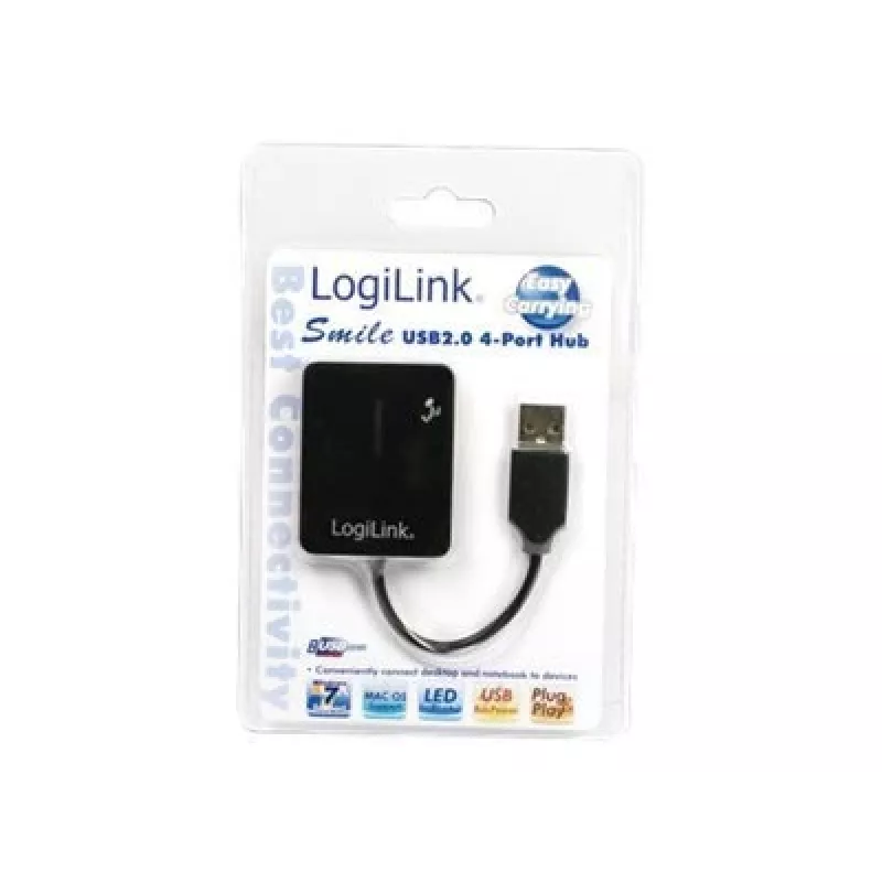 USB jaotur LOGILINK UA0139 — 4 pordiga USB 2.0, 480 Mbit/s, must