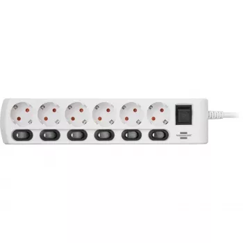 Brennenstuhl 1153110126 pikenduskaabel 2 m 6 vahelduvvoolu väljundit siseruumides valge (1153110126)