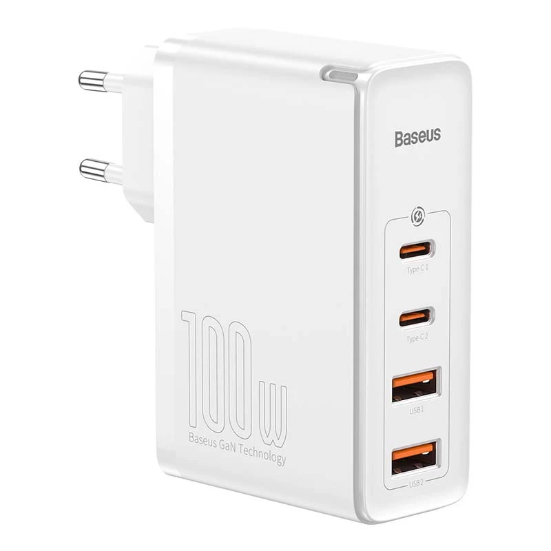 Travel Charger Baseus GaN2 Pro Quick 2x USB + 2x USB-C, 100W, EU (Valge)