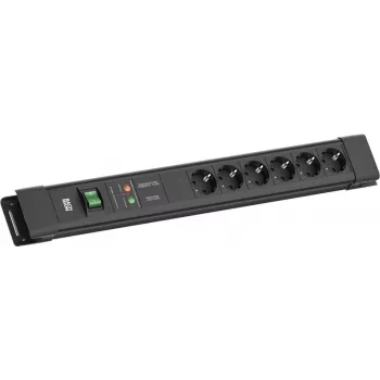 Pikendusjuhe Bachmann CONNECTUS 6×CEE7/3 pistikupesaga, 1×GVS, 1×lüliti, 2,0 m kaabel, CEE7/7 pistik, must